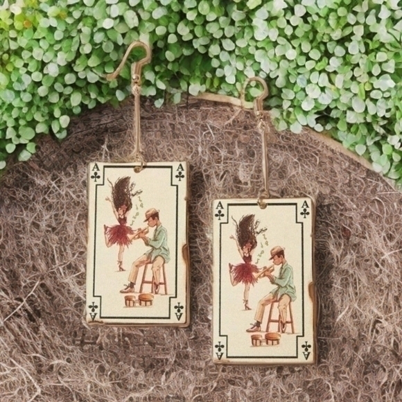 Modcloth Vintage Retro Ace Playing Card Drop Earrings